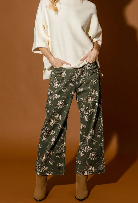 Fields of Flowers Pants in Olive