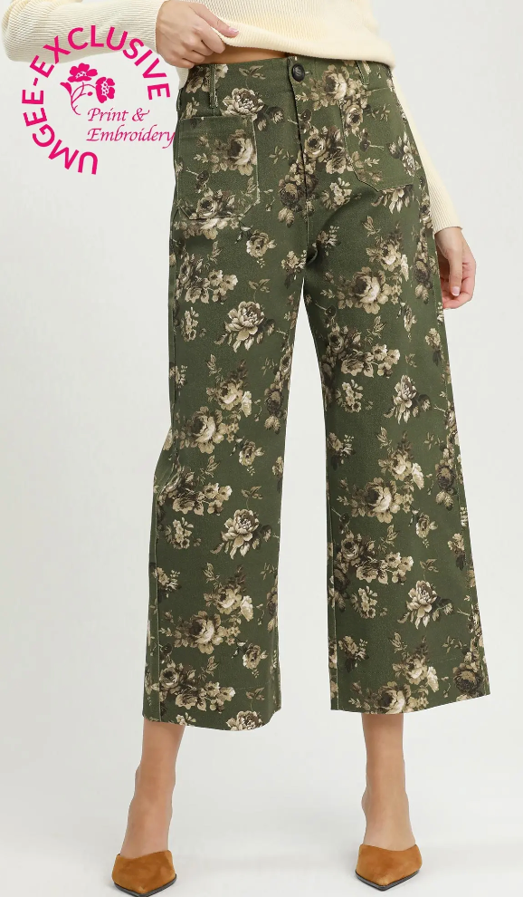 Fields of Flowers Pants in Olive
