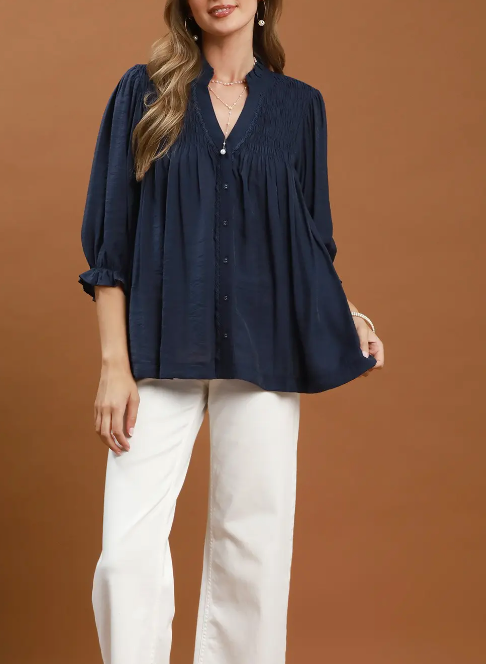 Lovely Lady Top in Navy