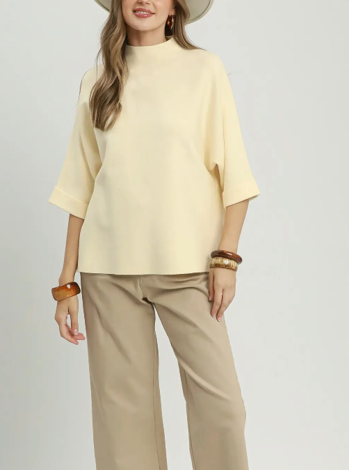 Polished Comfort Sweater Top in Cream
