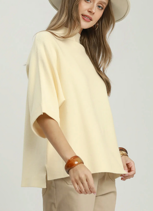 Polished Comfort Sweater Top in Cream