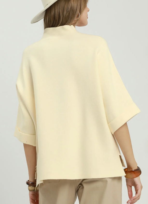 Polished Comfort Sweater Top in Cream