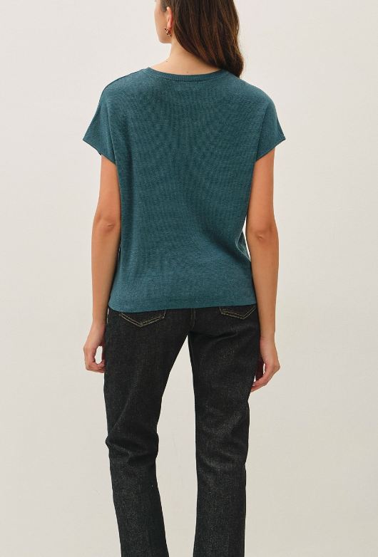 Hopeful Sweater Top in Deep Teal