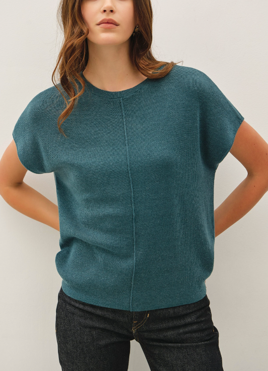 Hopeful Sweater Top in Deep Teal