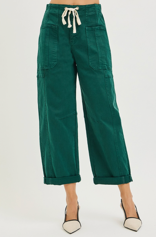 Ellie Hunter Green Barrel Pant by Risen