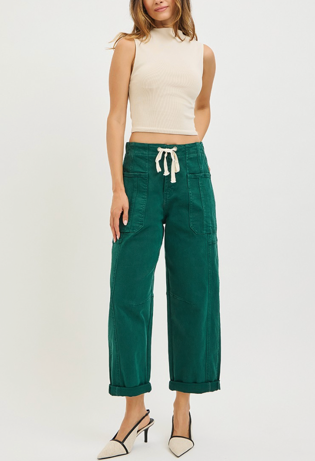 Ellie Hunter Green Barrel Pant by Risen