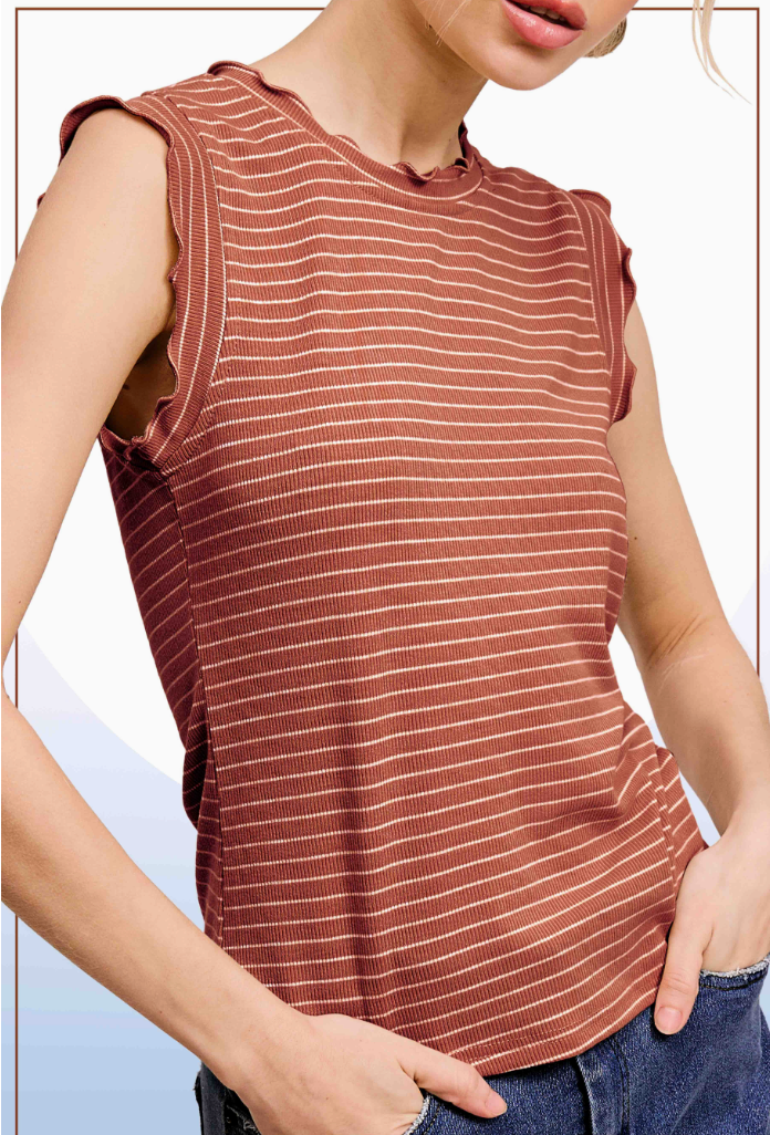 Effortless Ease Striped Tank Top in Clay