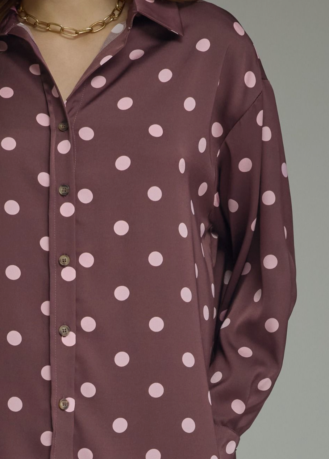Delightful Day Polka Dot Top in Plum