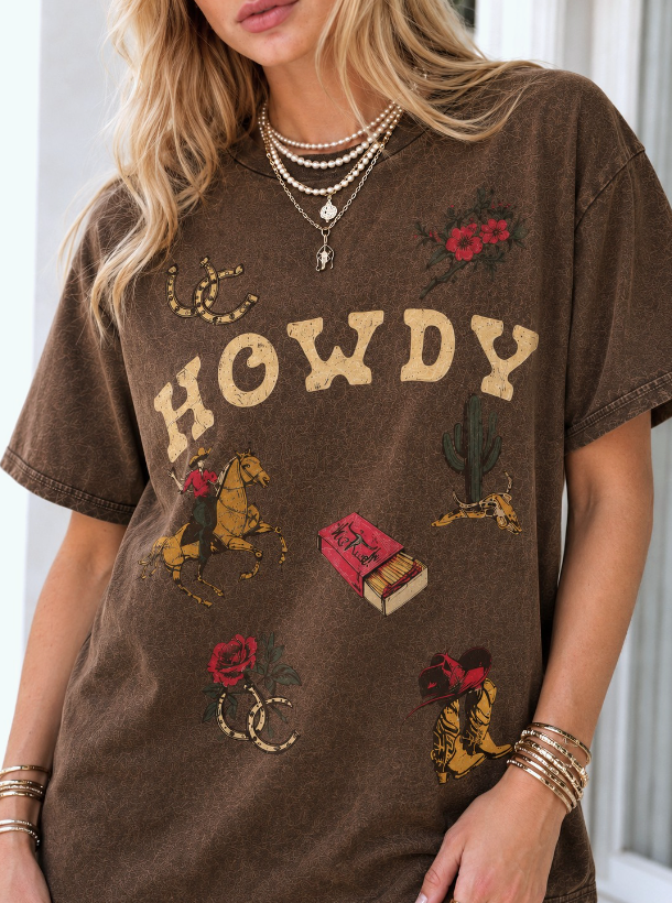 Vintage Howdy Tee in Washed Mocha