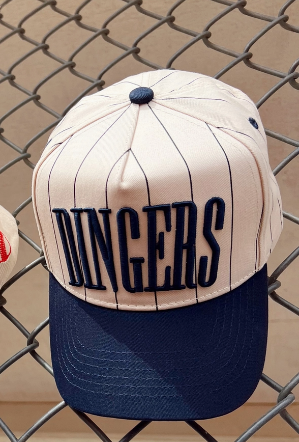 Dingers Striped Baseball Cap in Navy