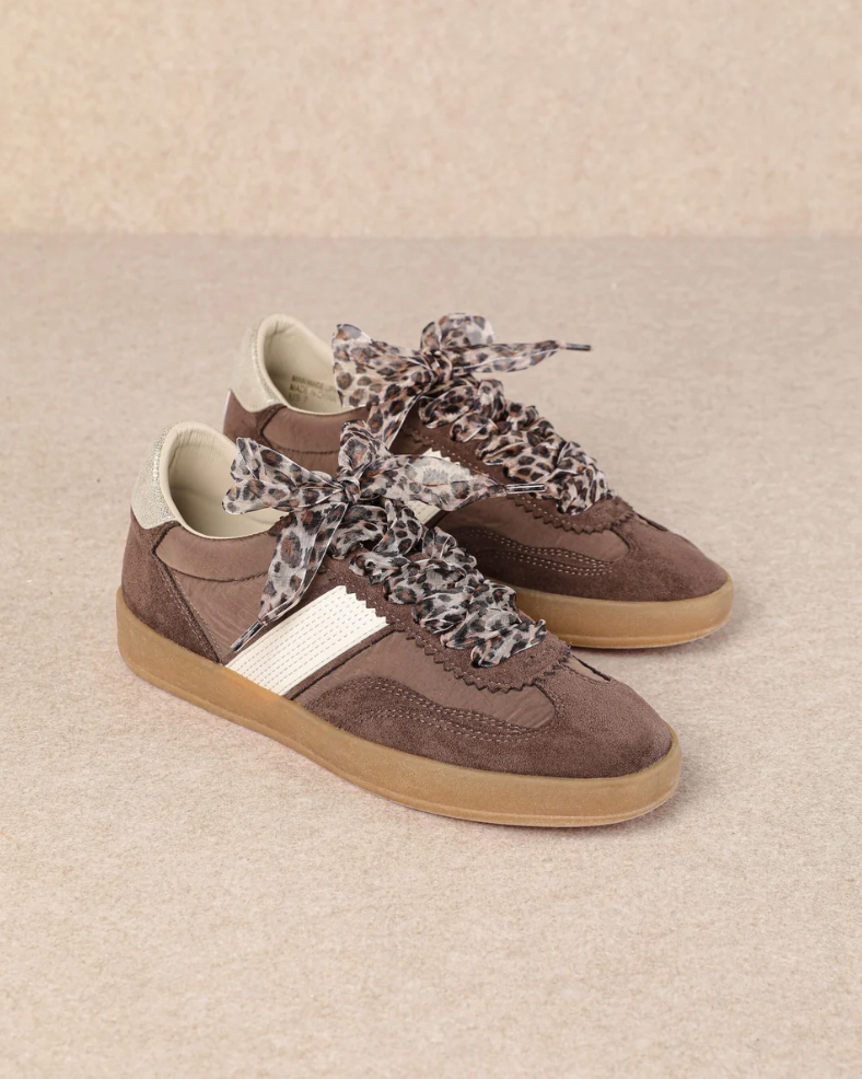 Dixie Leopard Lace Sneaker in Chocolate