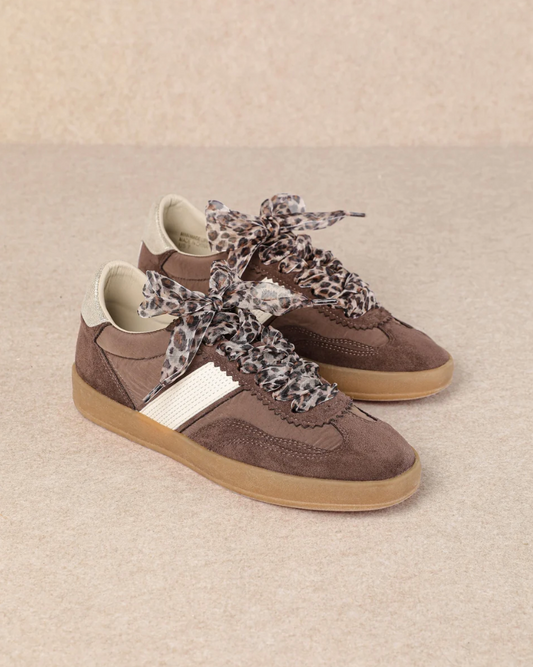 Dixie Leopard Lace Sneaker in Chocolate