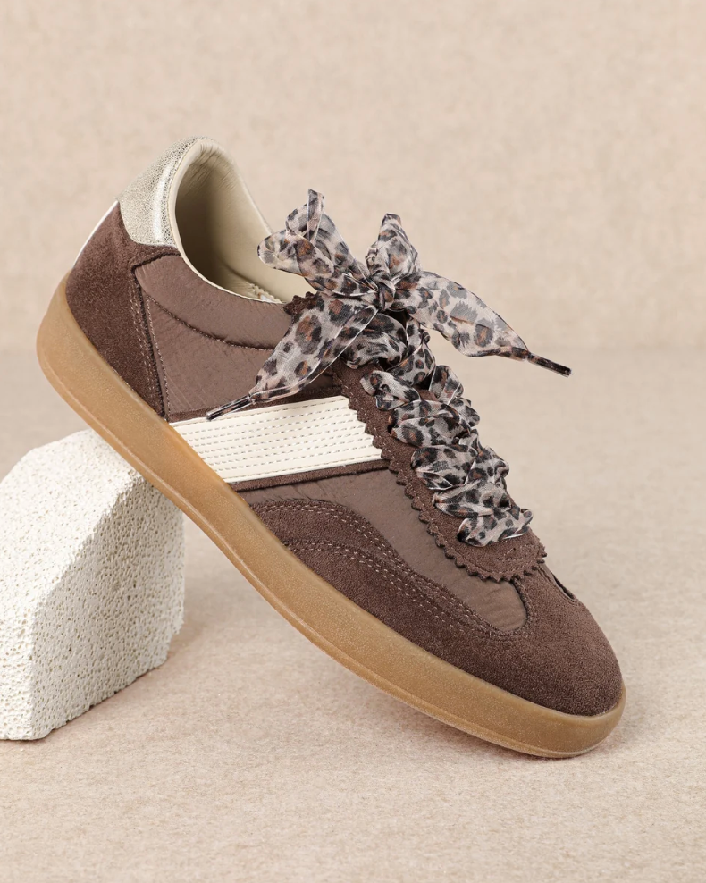 Dixie Leopard Lace Sneaker in Chocolate