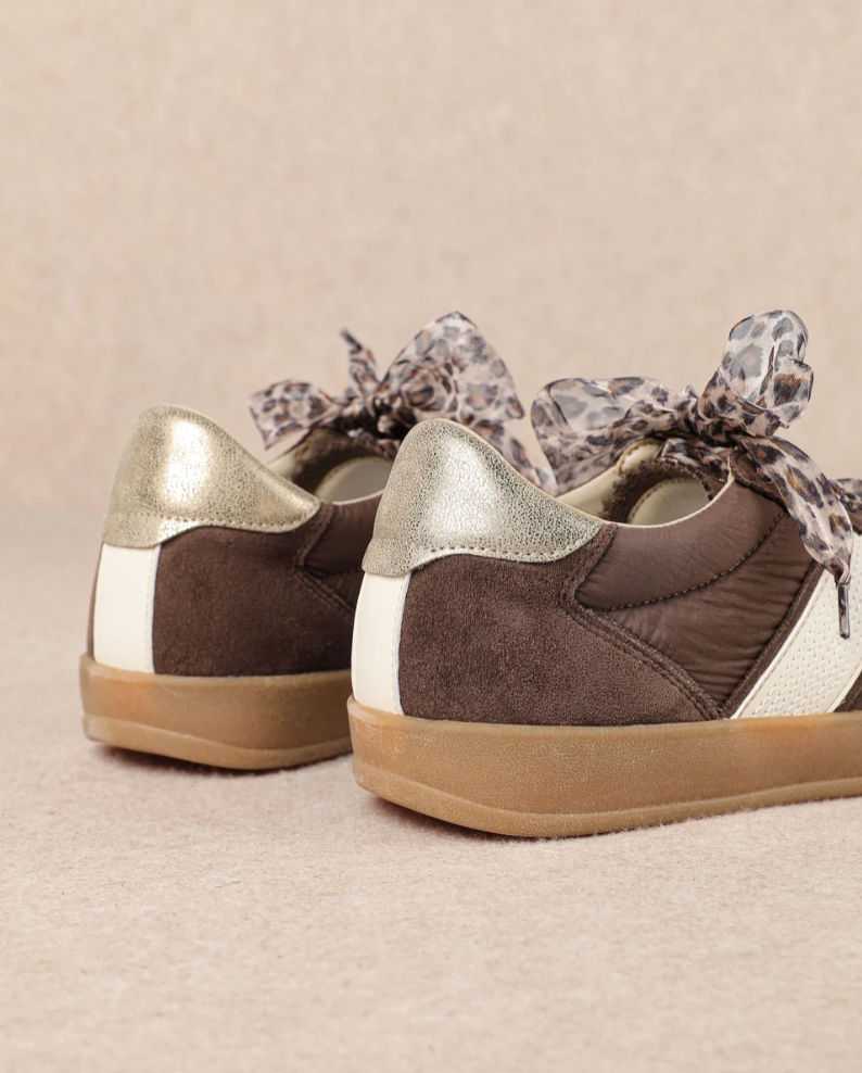 Dixie Leopard Lace Sneaker in Chocolate