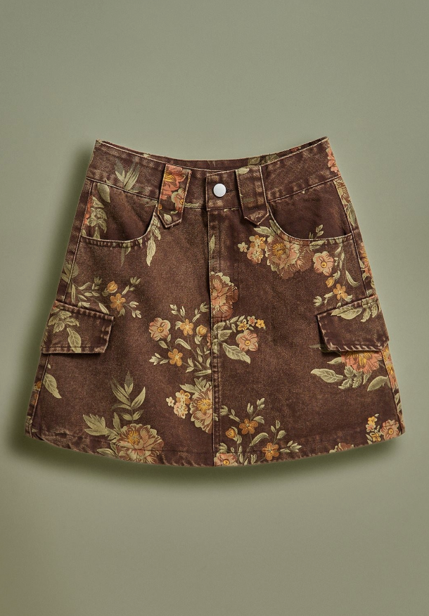 Vintage Floral Cargo Skirt