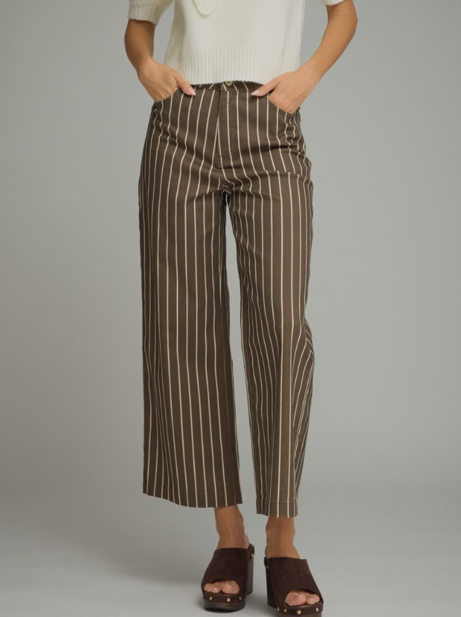 Fifth Avenue Striped Pants in Brown