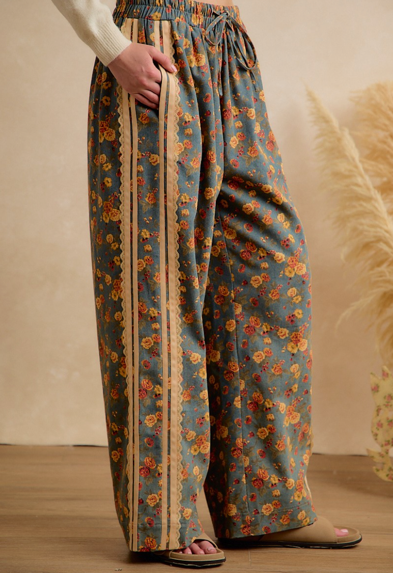 Floral State of Mind Lace Trim Pant