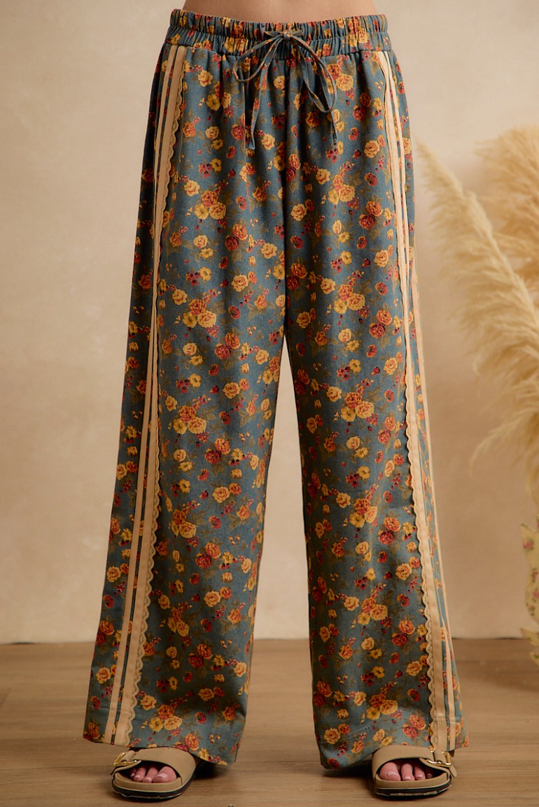 Floral State of Mind Lace Trim Pant