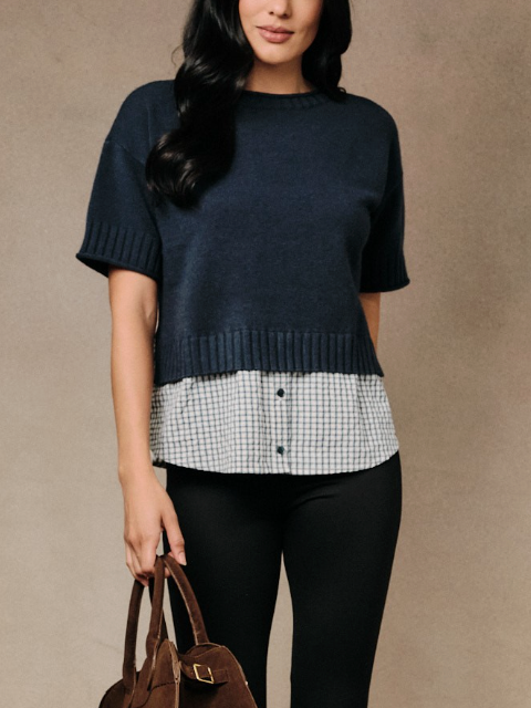 Elevated Ease Sweater Top in Navy