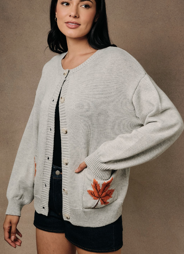 Autumn Happiness Cardigan in Grey