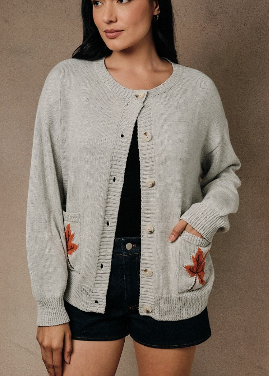 Autumn Happiness Cardigan in Grey