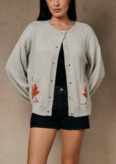 Autumn Happiness Cardigan in Grey