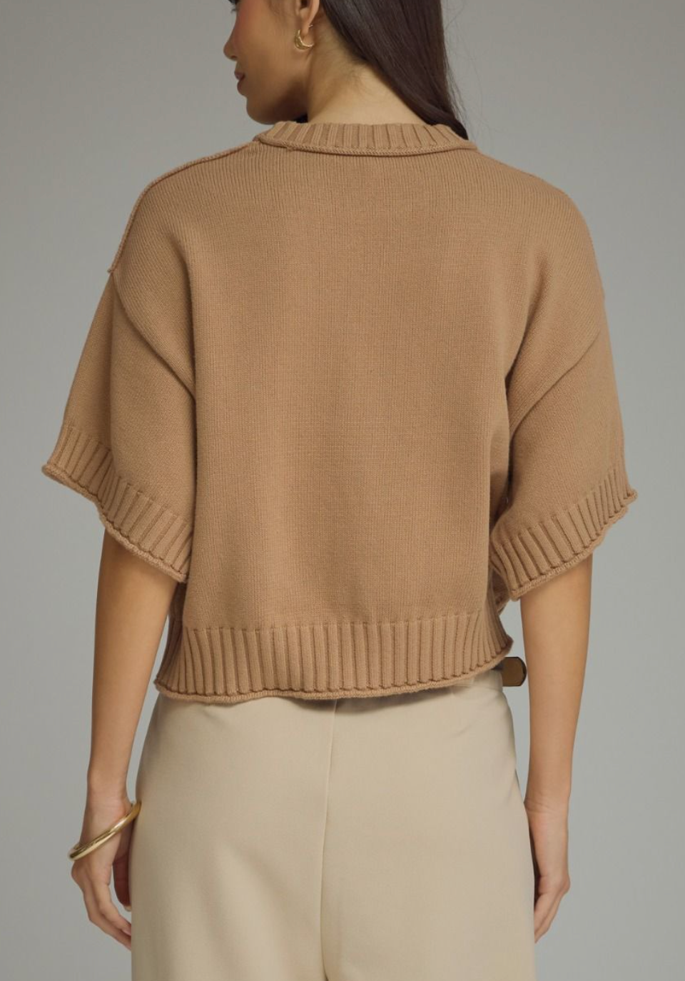 Downtown Cozy Sweater Top in Latte
