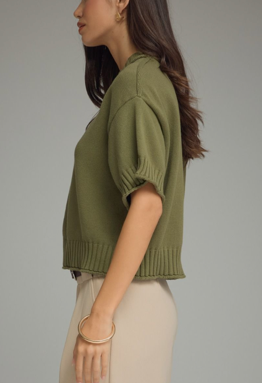 Downtown Cozy Sweater Top in Olive
