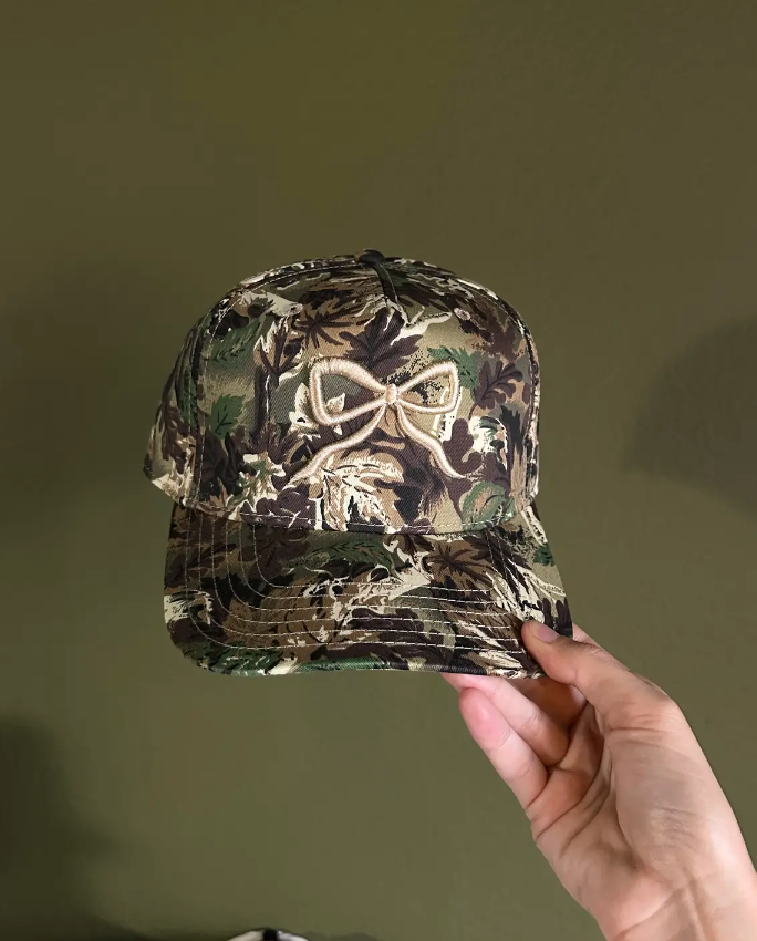 Cream Bow Camo Cap