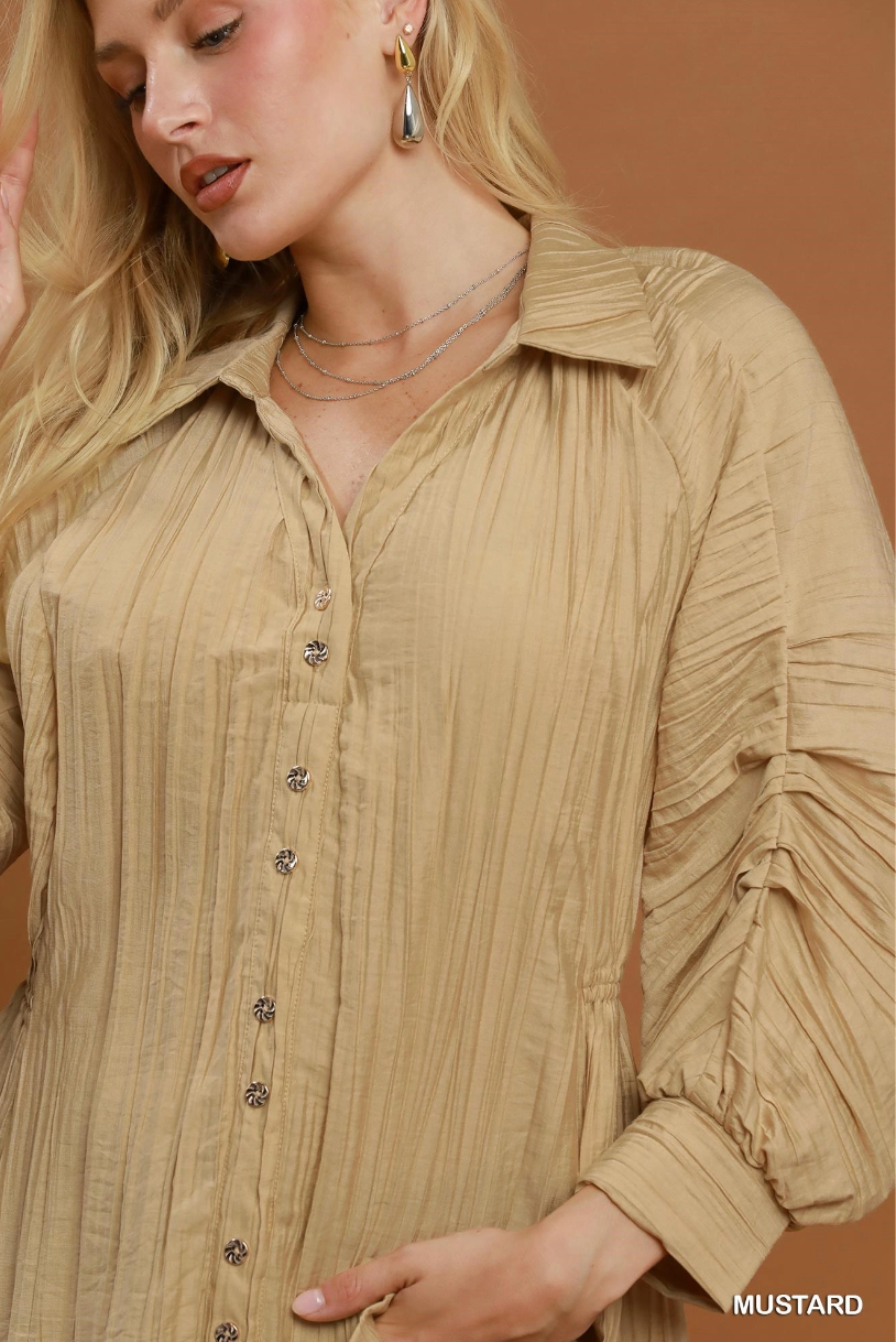 Cider Sippin' Textured Top in Mustard