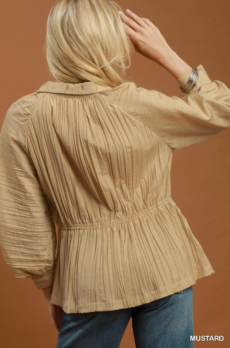 Cider Sippin' Textured Top in Mustard