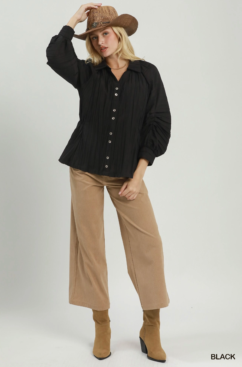 Cider Sippin' Textured Top in Black