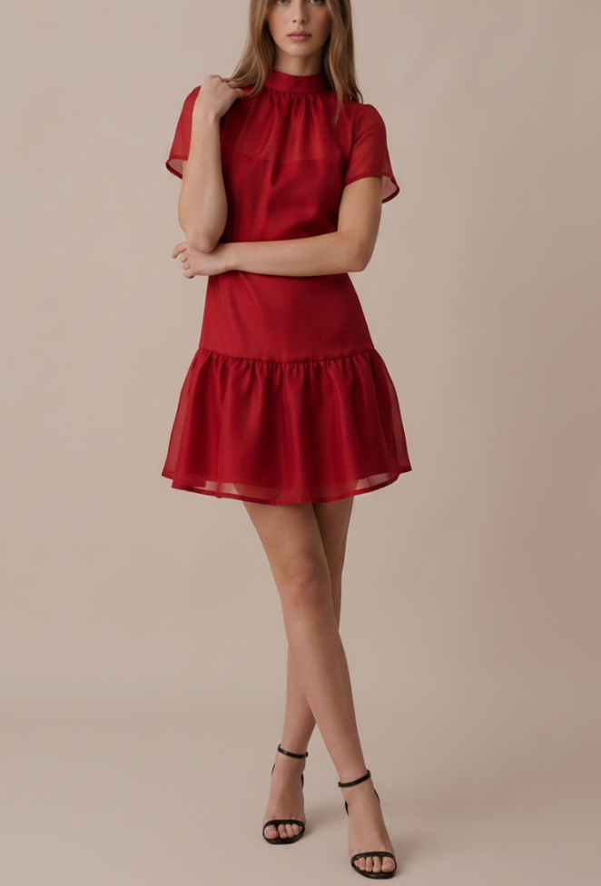 Delicate Delight Dress in Red