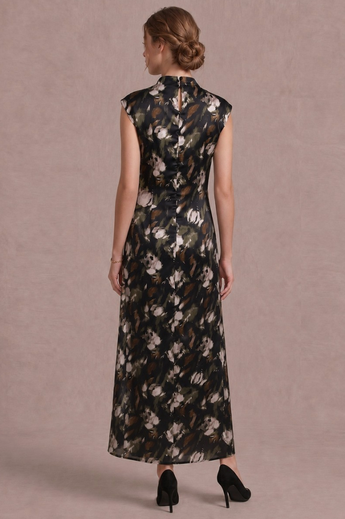 Memorable Statement Abstract Floral Dress in Black