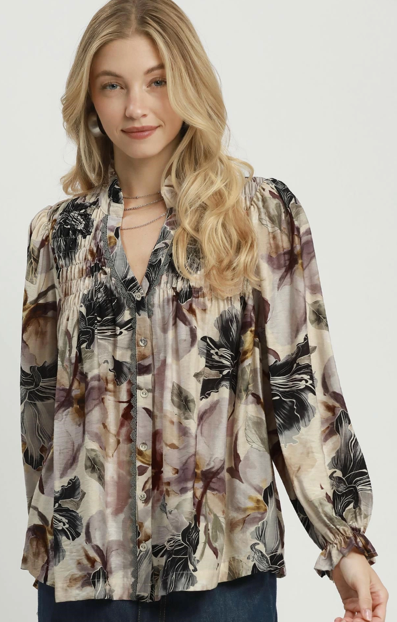 First Pick Floral Mix Top in Neutrals