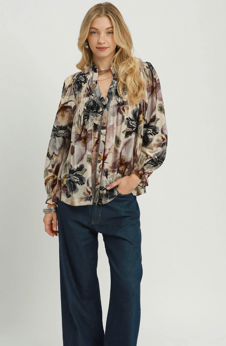 First Pick Floral Mix Top in Neutrals