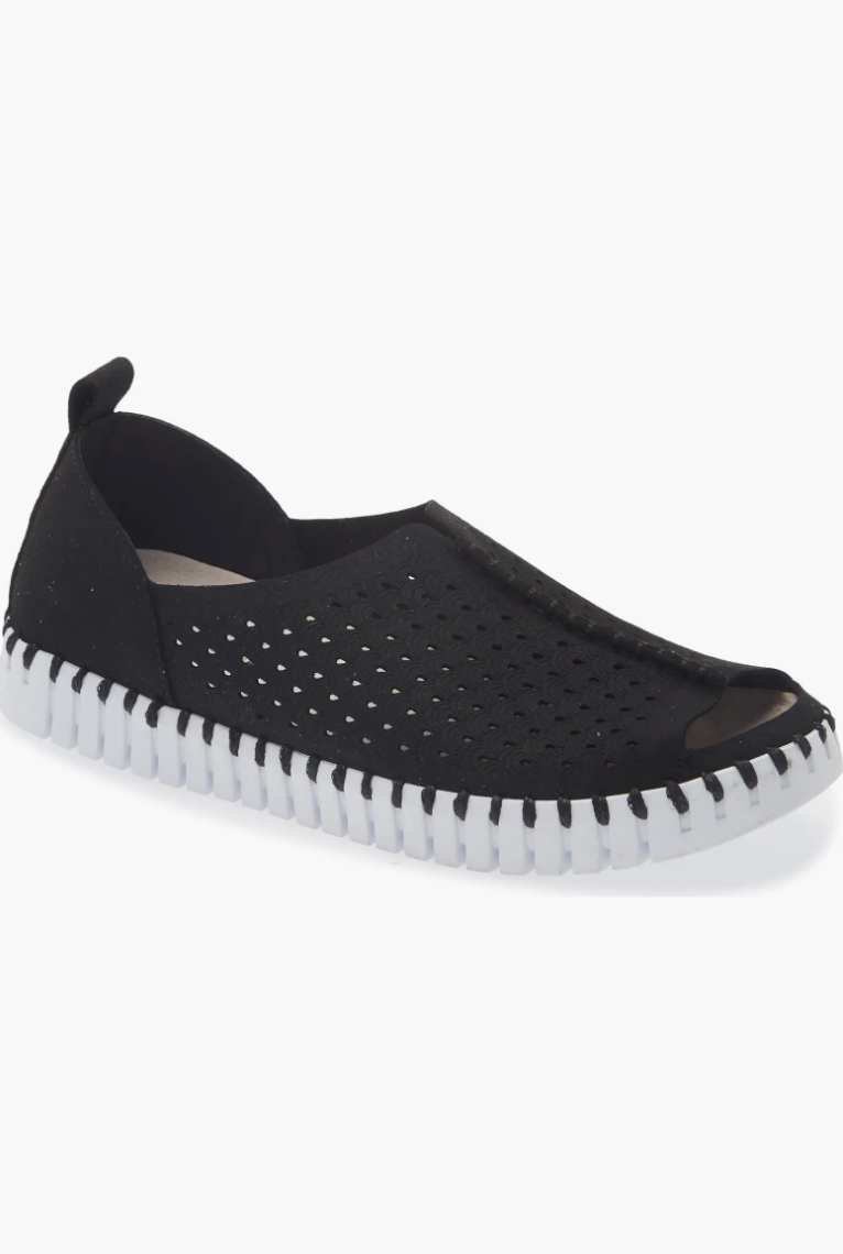 Ilse Jacobsen Peep Toe Tulip Sneaker in Black