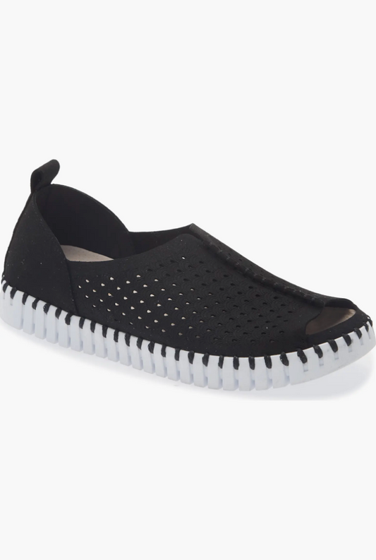 Ilse Jacobsen Peep Toe Tulip Sneaker in Black