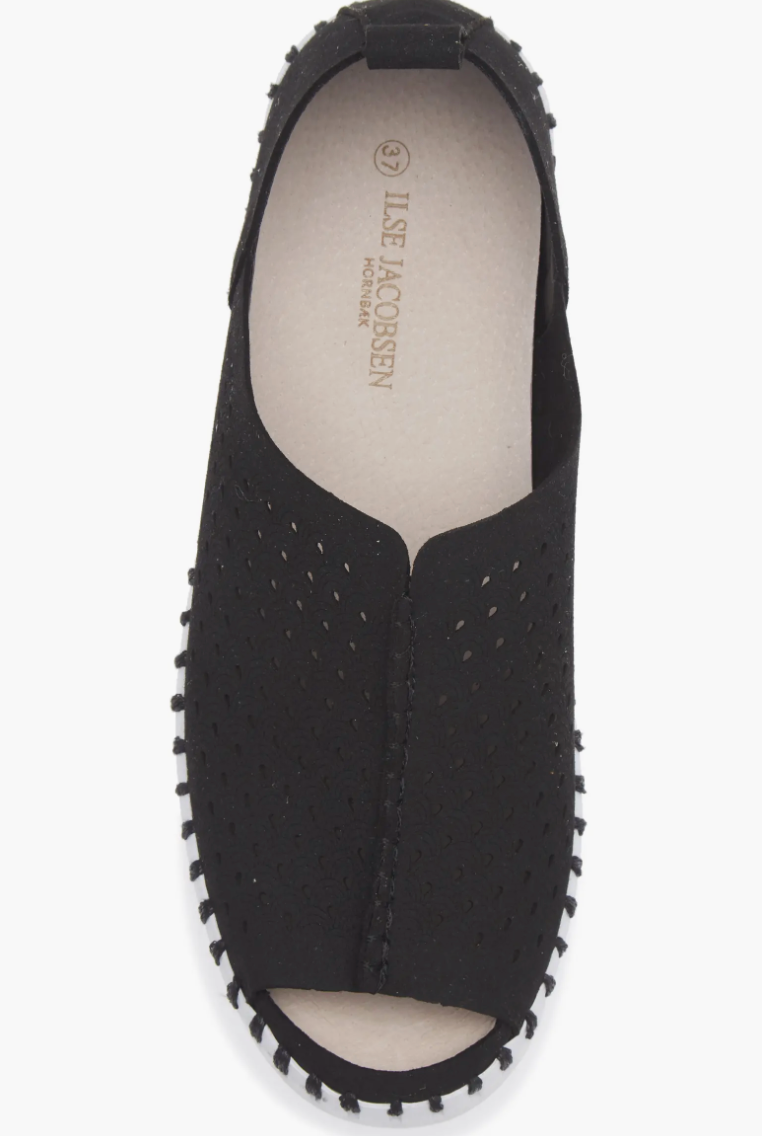 Ilse Jacobsen Peep Toe Tulip Sneaker in Black