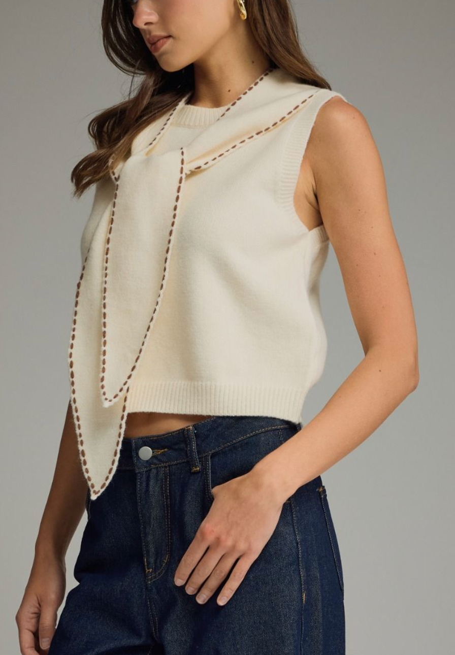 Country Club Sweater Top in Cream