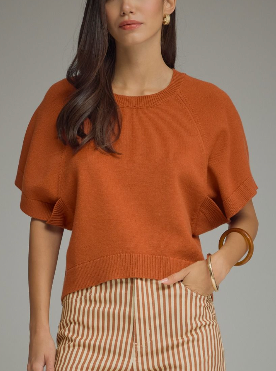 Autumn Ease Sweater Top in Rust