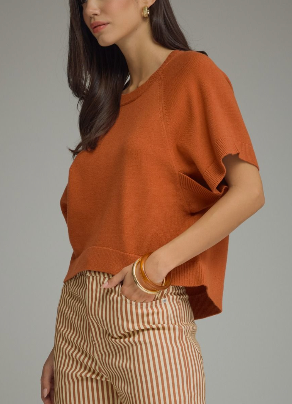 Autumn Ease Sweater Top in Rust