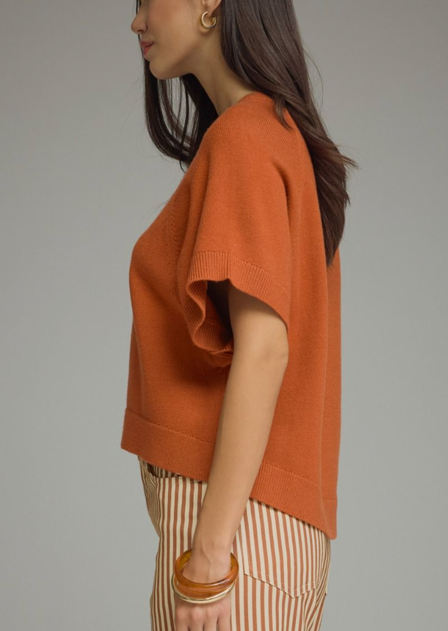 Autumn Ease Sweater Top in Rust