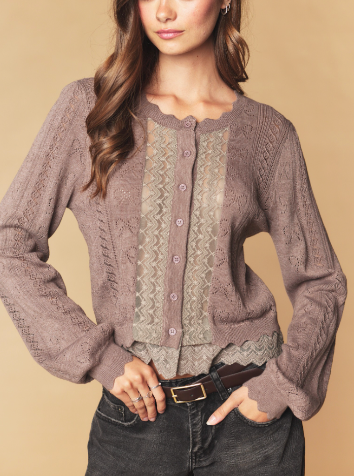 Sweetly Stitched Sweater Top in Mocha