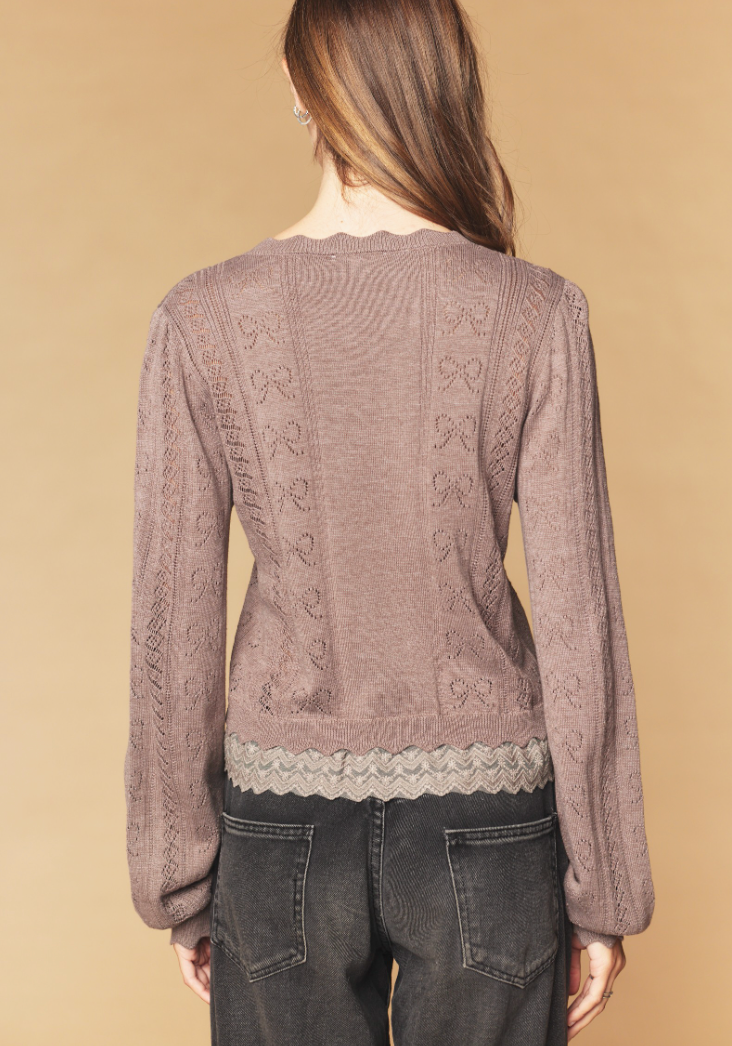 Sweetly Stitched Sweater Top in Mocha