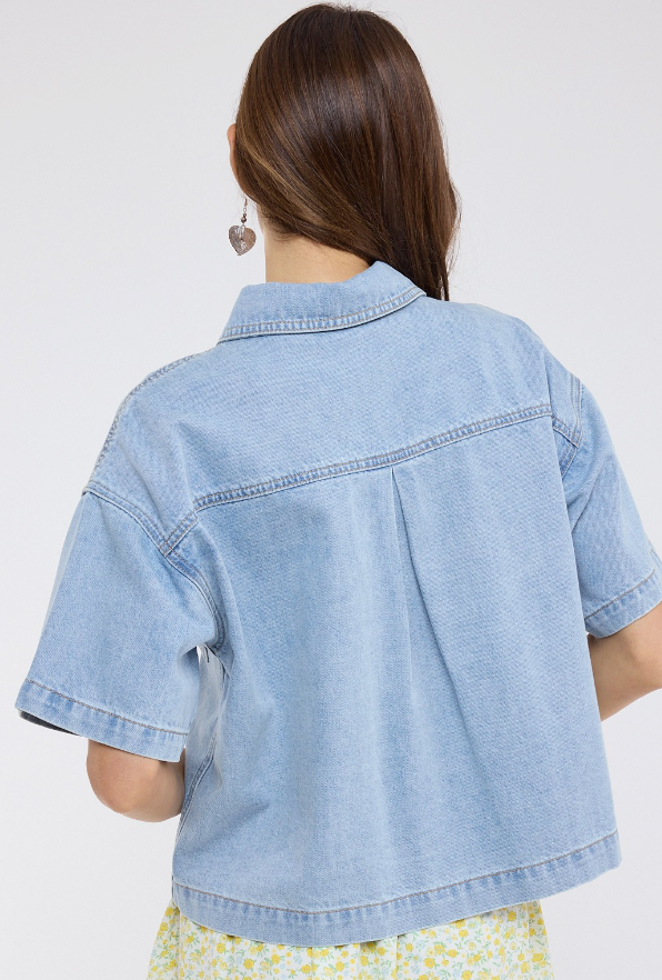 Dazed Denim Button Down Top