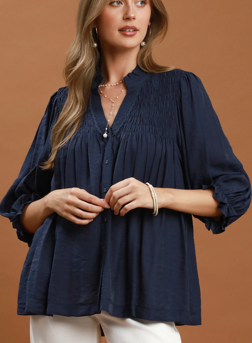 Autumn Happenings Top in Navy