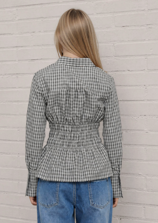 Gingham Girl Plaid Top in Black