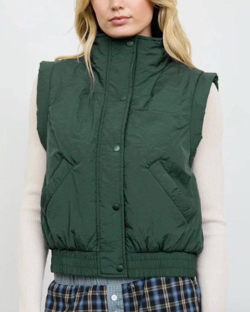 Perfect Piece Puffer vest in Hunter Green