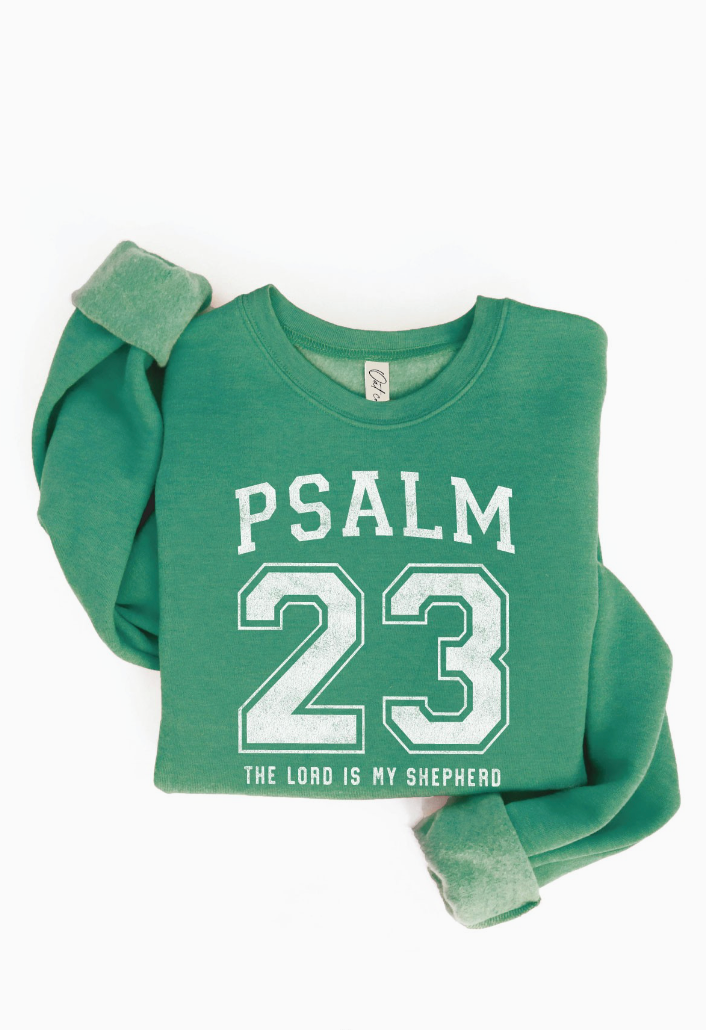 Psalm 23 Sweatshirt in Heather Green